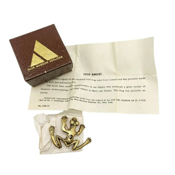Alva Museum Replicas Frog Amulet Luristan Early B.C. New Old Stock Brooch - Picture 1 of 4